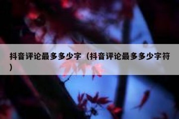 抖音评论最多多少字（抖音评论最多多少字符）