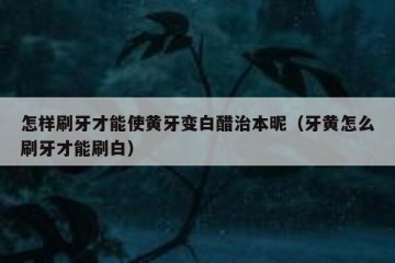 怎样刷牙才能使黄牙变白醋治本昵（牙黄怎么刷牙才能刷白）