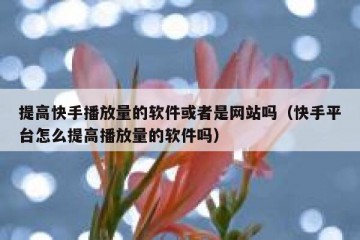 提高快手播放量的软件或者是网站吗（快手平台怎么提高播放量的软件吗）