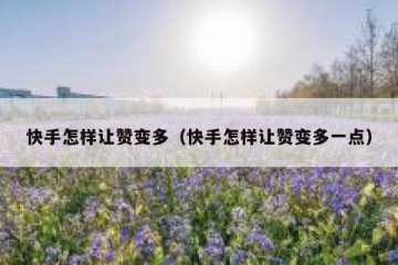 快手怎样让赞变多（快手怎样让赞变多一点）