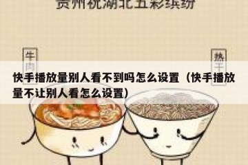 快手播放量别人看不到吗怎么设置（快手播放量不让别人看怎么设置）
