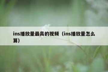 ins播放量最高的视频（ins播放量怎么算）