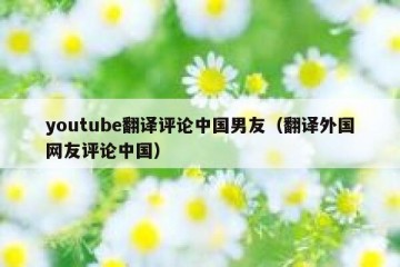 youtube翻译评论中国男友（翻译外国网友评论中国）