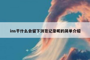 ins干什么会留下浏览记录呢的简单介绍