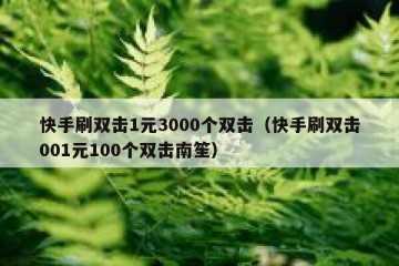 快手刷双击1元3000个双击（快手刷双击001元100个双击南笙）