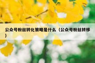公众号粉丝转化策略是什么（公众号粉丝转移）