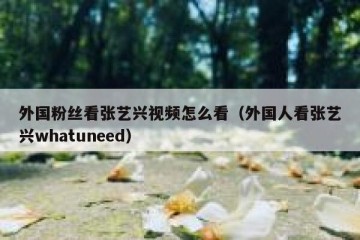 外国粉丝看张艺兴视频怎么看（外国人看张艺兴whatuneed）