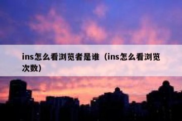 ins怎么看浏览者是谁（ins怎么看浏览次数）