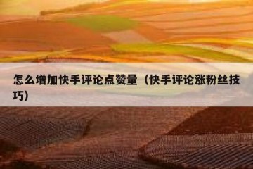 怎么增加快手评论点赞量（快手评论涨粉丝技巧）