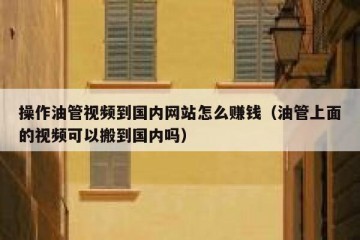 操作油管视频到国内网站怎么赚钱（油管上面的视频可以搬到国内吗）