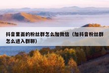 抖音里面的粉丝群怎么加微信（加抖音粉丝群怎么进入群聊）