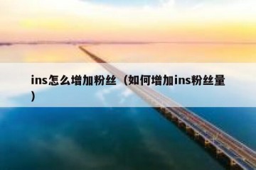 ins怎么增加粉丝（如何增加ins粉丝量）