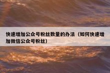 快速增加公众号粉丝数量的办法（如何快速增加微信公众号粉丝）