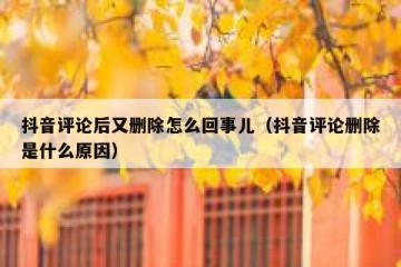 抖音评论后又删除怎么回事儿（抖音评论删除是什么原因）