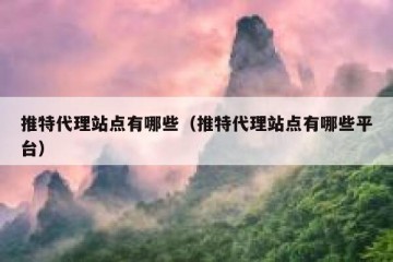 推特代理站点有哪些（推特代理站点有哪些平台）