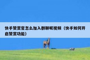 快手赞赏官怎么加入群聊呢视频（快手如何开启赞赏功能）