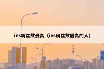 ins粉丝数最高（ins粉丝数最高的人）