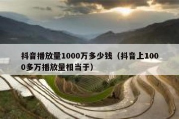 抖音播放量1000万多少钱（抖音上1000多万播放量相当于）