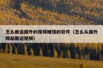 怎么搬运国外的视频赚钱的软件（怎么从国外网站搬运视频）