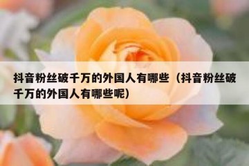 抖音粉丝破千万的外国人有哪些（抖音粉丝破千万的外国人有哪些呢）