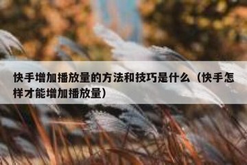 快手增加播放量的方法和技巧是什么（快手怎样才能增加播放量）