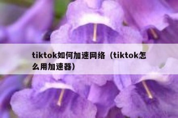 tiktok如何加速网络（tiktok怎么用加速器）