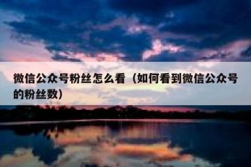 微信公众号粉丝怎么看（如何看到微信公众号的粉丝数）