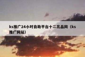 ks推广24小时自助平台十二出品网（ks推广网站）