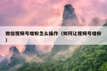 微信视频号增粉怎么操作（如何让视频号增粉）