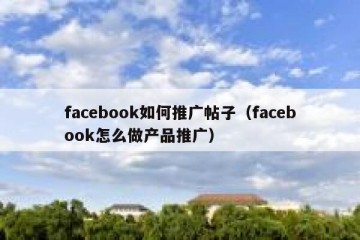 facebook如何推广帖子（facebook怎么做产品推广）