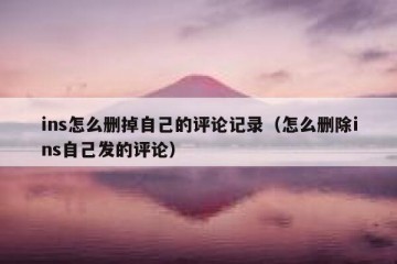 ins怎么删掉自己的评论记录（怎么删除ins自己发的评论）