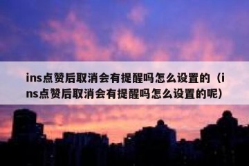 ins点赞后取消会有提醒吗怎么设置的（ins点赞后取消会有提醒吗怎么设置的呢）