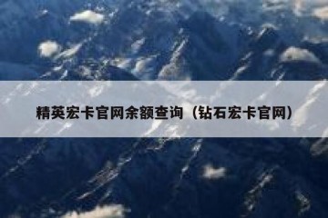 精英宏卡官网余额查询（钻石宏卡官网）