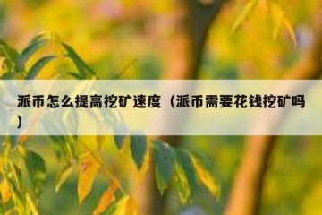 派币怎么提高挖矿速度（派币需要花钱挖矿吗）