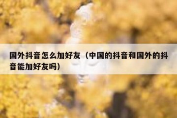 国外抖音怎么加好友（中国的抖音和国外的抖音能加好友吗）