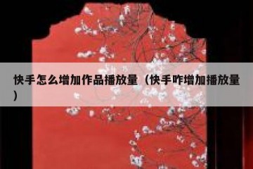 快手怎么增加作品播放量（快手咋增加播放量）