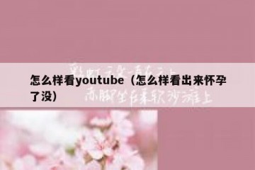 怎么样看youtube（怎么样看出来怀孕了没）