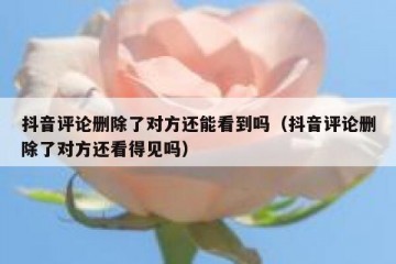 抖音评论删除了对方还能看到吗（抖音评论删除了对方还看得见吗）
