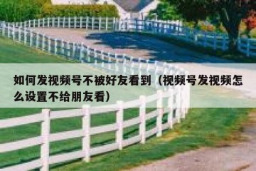 如何发视频号不被好友看到（视频号发视频怎么设置不给朋友看）
