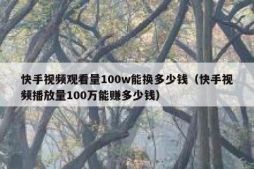 快手视频观看量100w能换多少钱（快手视频播放量100万能赚多少钱）