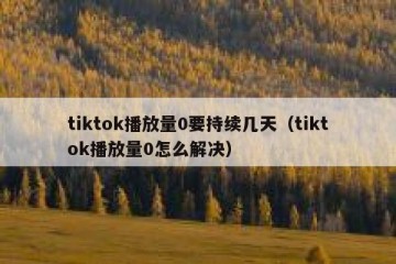 tiktok播放量0要持续几天（tiktok播放量0怎么解决）