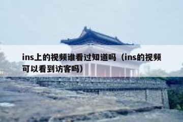 ins上的视频谁看过知道吗（ins的视频可以看到访客吗）