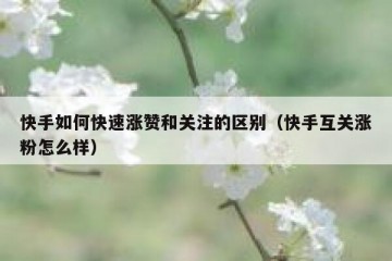 快手如何快速涨赞和关注的区别（快手互关涨粉怎么样）