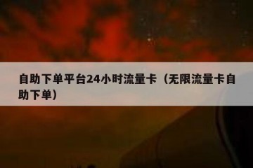 自助下单平台24小时流量卡（无限流量卡自助下单）