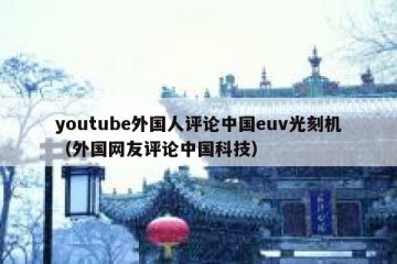 youtube外国人评论中国euv光刻机（外国网友评论中国科技）