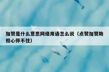 加赞是什么意思网络用语怎么说（点赞加赞助担心停不住）
