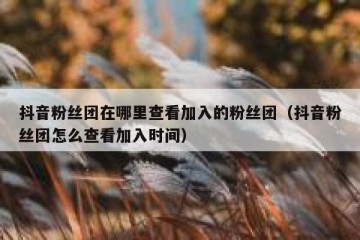 抖音粉丝团在哪里查看加入的粉丝团（抖音粉丝团怎么查看加入时间）