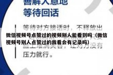微信视频号点赞过的视频别人能看到吗（微信视频号别人点赞过的我看会有记录吗）