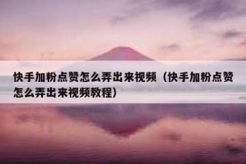 快手加粉点赞怎么弄出来视频（快手加粉点赞怎么弄出来视频教程）