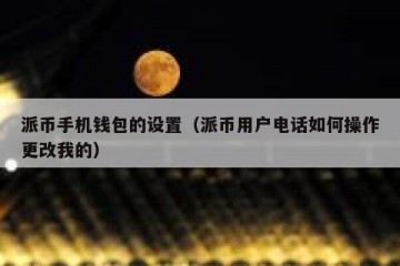 派币手机钱包的设置（派币用户电话如何操作更改我的）